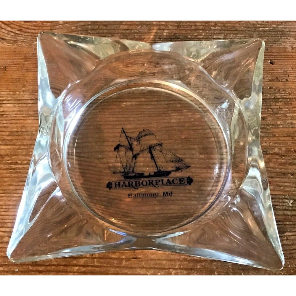 Vintage Harborplace Ashtray Baltimore Maryland Inner Harbor Place Glass Rare HTF